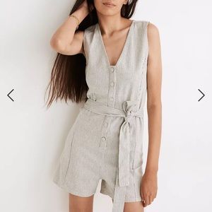Madewell striped sleeveless tie romper, Small